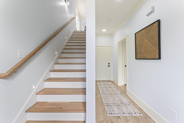 712 N 5th St, Nashville, TN 37207 - stairs with wood finished floors, baseboards, and recessed lighting