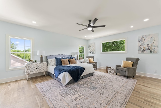 712 N 5th St, Nashville, TN 37207 - bedroom with light wood-style floors, baseboards, recessed lighting, and ceiling fan