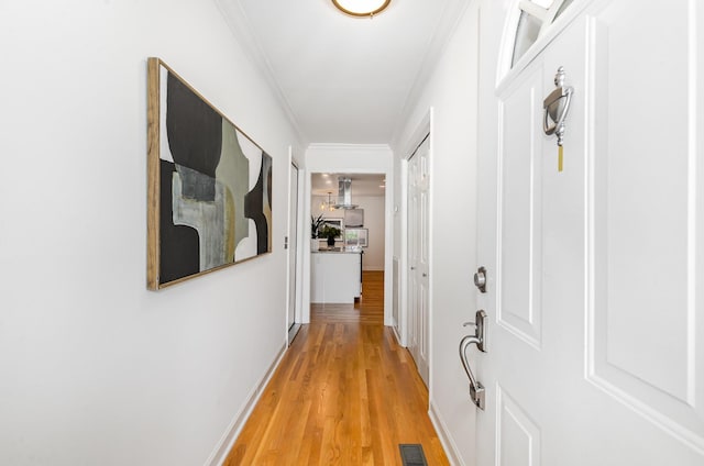109 Pebble Creek Rd, Franklin, TN 37064 - hallway featuring ornamental molding, light wood-type flooring, and baseboards