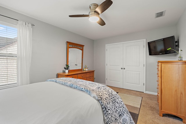 2034 Lincoln Rd, Spring Hill, TN 37174 - bedroom with a closet, light colored carpet, a ceiling fan, and baseboards