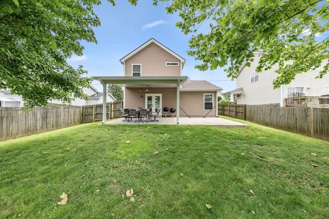 4641 Cather Ct, Nashville, TN 37214 - rear view of house with a ceiling fan, a patio area, and french doors