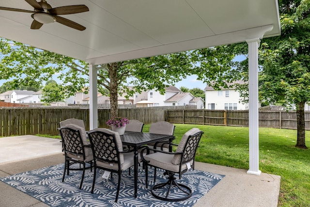 4641 Cather Ct, Nashville, TN 37214 - view of patio featuring a ceiling fan, a residential view, and outdoor dining space