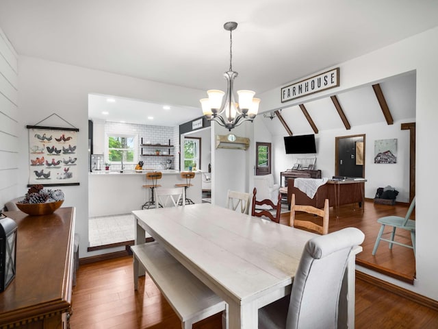 2521 Greens Mill Rd, Columbia, TN 38401 - dining room with dark wood finished floors, a chandelier, and recessed lighting