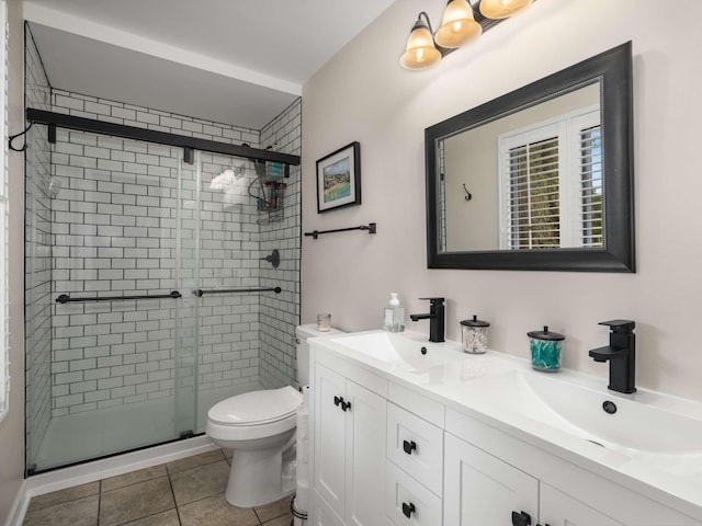 2521 Greens Mill Rd, Columbia, TN 38401 - full bath featuring a shower stall, double vanity, toilet, and tile patterned floors