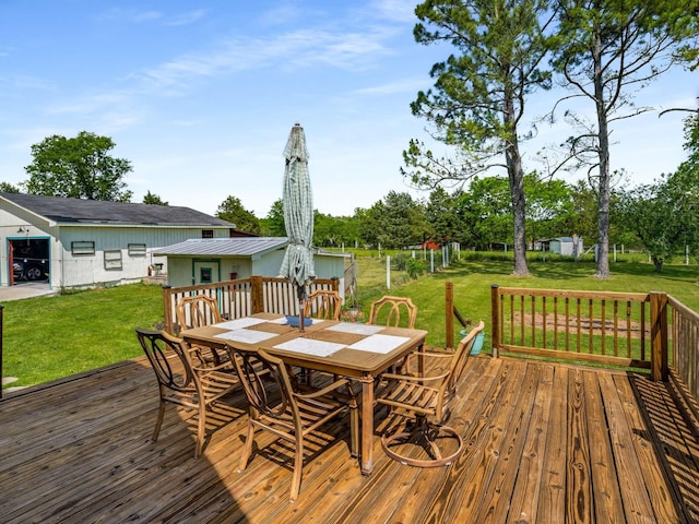 2521 Greens Mill Rd, Columbia, TN 38401 - wooden terrace with outdoor dining area and a yard
