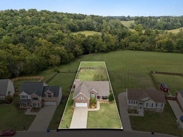 1179 Viewmont Dr, Clarksville, TN 37040 - aerial view of property and surrounding area featuring property boundaries highlighted and a forest