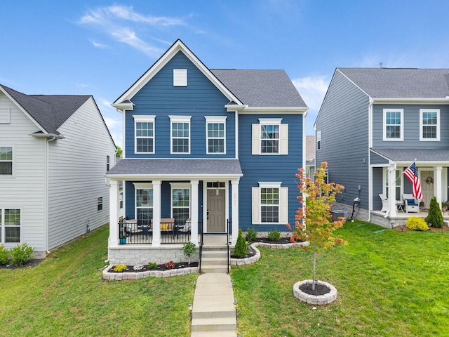 8061 Warbler Way, Brentwood, TN 37027 - view of front facade featuring a porch, a front yard, and a shingled roof