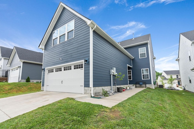 8061 Warbler Way, Brentwood, TN 37027 - view of side of property featuring driveway, an attached garage, and a lawn