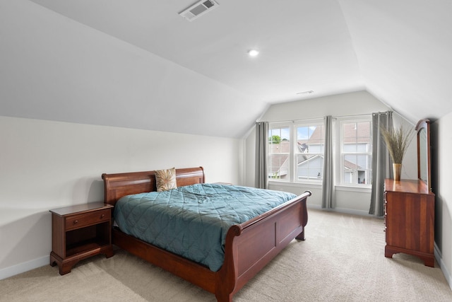 8061 Warbler Way, Brentwood, TN 37027 - bedroom featuring light carpet, vaulted ceiling, and baseboards