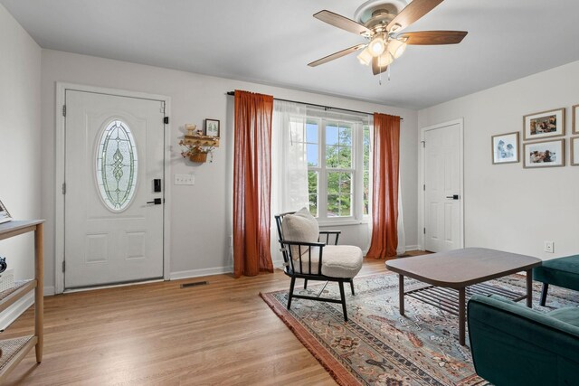 301 Tyler Dr, Hermitage, TN 37076 - foyer entrance with ceiling fan, light wood finished floors, and baseboards