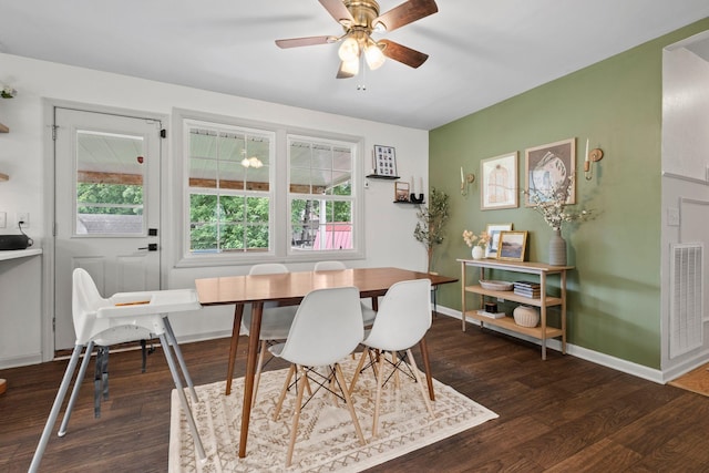 301 Tyler Dr, Hermitage, TN 37076 - dining space featuring wood finished floors, ceiling fan, and baseboards