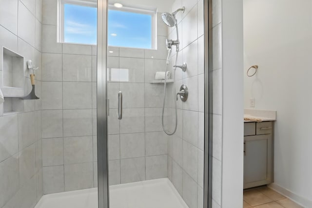 836 Ewell Farm Dr, Spring Hill, TN 37174 - full bath featuring a shower stall, vanity, and tile patterned flooring