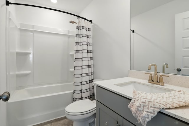 836 Ewell Farm Dr, Spring Hill, TN 37174 - bathroom featuring vanity, toilet, shower / bath combination with curtain, and tile patterned floors
