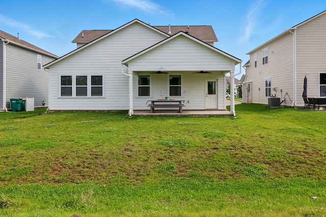 836 Ewell Farm Dr, Spring Hill, TN 37174 - back of house featuring ceiling fan, a yard, a patio, and central AC