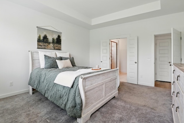 836 Ewell Farm Dr, Spring Hill, TN 37174 - carpeted bedroom with a tray ceiling and baseboards