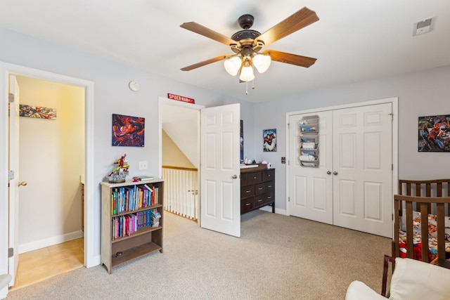 2931 Runnymeade Dr, Murfreesboro, TN 37127 - bedroom featuring carpet, a closet, and a ceiling fan