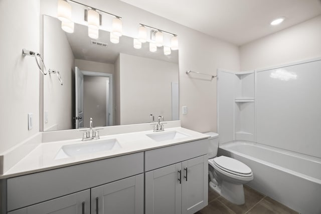 700 Taylor Bend Rd, Columbia, TN 38401 - bathroom with double vanity, toilet, and tub / shower combination