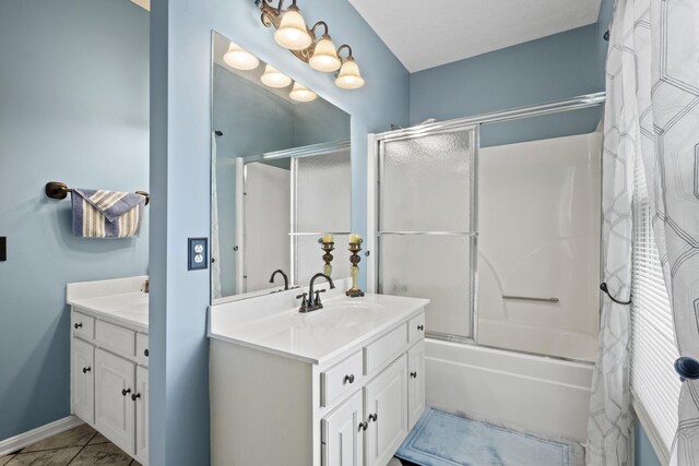 3615 Legacy Dr, Springfield, TN 37172 - bathroom with vanity, shower / bath combination with curtain, and baseboards