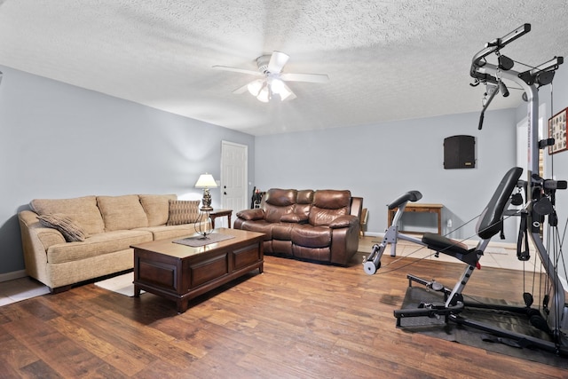 3615 Legacy Dr, Springfield, TN 37172 - living area with ceiling fan, a textured ceiling, light wood finished floors, and baseboards
