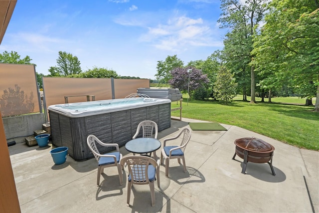 3615 Legacy Dr, Springfield, TN 37172 - view of patio featuring a hot tub and an outdoor fire pit