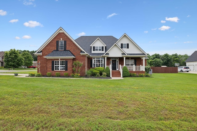 4322 Thoroughbred Ln, Murfreesboro, TN 37127 - view of front of house featuring brick siding, covered porch, and a front yard