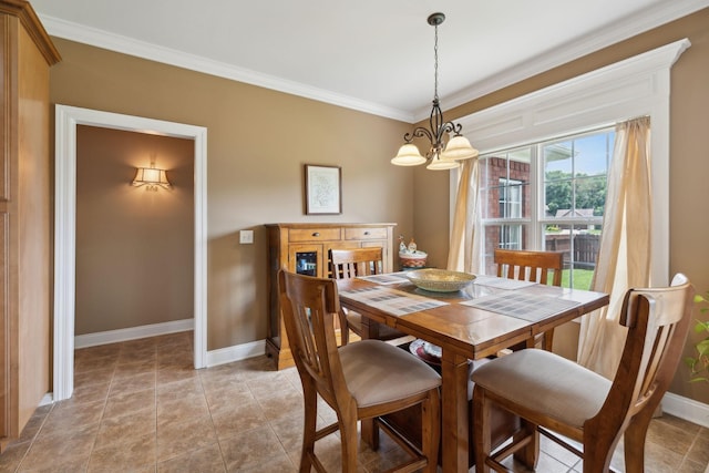 4322 Thoroughbred Ln, Murfreesboro, TN 37127 - dining room with a chandelier, ornamental molding, and baseboards