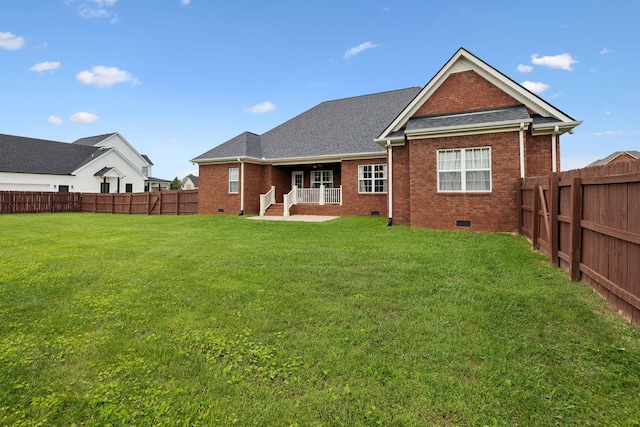 4322 Thoroughbred Ln, Murfreesboro, TN 37127 - back of house featuring crawl space, brick siding, and roof with shingles