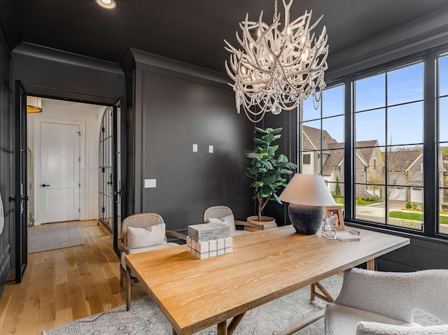9021 Passiflora Ct, College Grove, TN 37046 - dining room with a chandelier, light wood-type flooring, and recessed lighting