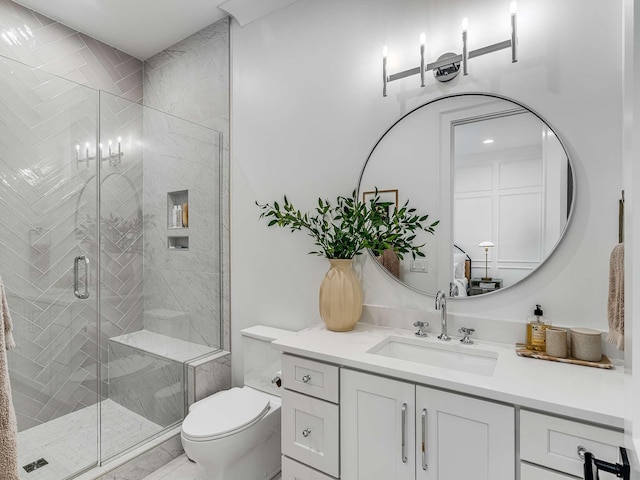 9021 Passiflora Ct, College Grove, TN 37046 - bathroom with toilet, vanity, and a stall shower