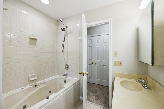 3031 Hartford Dr, Murfreesboro, TN 37129 - bathroom featuring a combined bath / shower with jetted tub, tile patterned flooring, and vanity