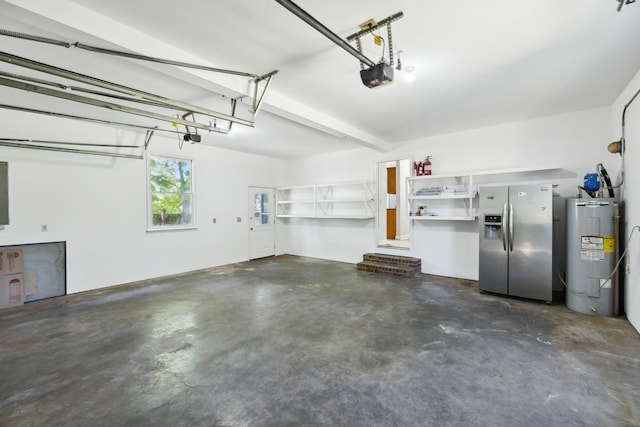 3031 Hartford Dr, Murfreesboro, TN 37129 - garage with stainless steel refrigerator with ice dispenser, electric water heater, and a garage door opener