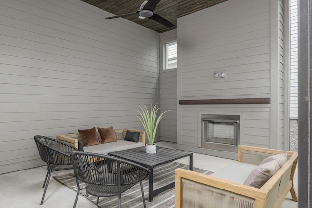 2801A W Kirkwood Ave, Nashville, TN 37204 - view of patio with an outdoor living space with a fireplace and ceiling fan