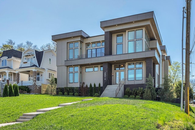 2801A W Kirkwood Ave, Nashville, TN 37204 - contemporary home featuring a front lawn and stucco siding