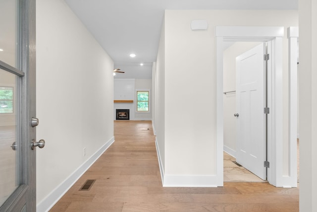1928 Flats Rd, Cunningham, TN 37052 - corridor featuring baseboards, light wood finished floors, and recessed lighting