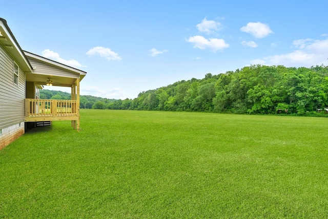 1928 Flats Rd, Cunningham, TN 37052 - view of green lawn with a view of trees and a wooden deck