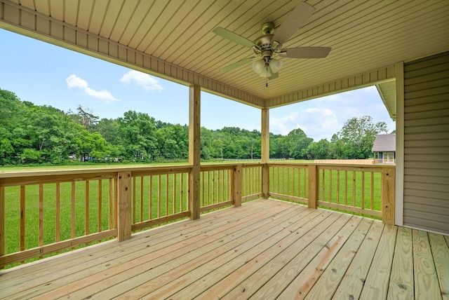 1928 Flats Rd, Cunningham, TN 37052 - wooden terrace with ceiling fan and view of scattered trees