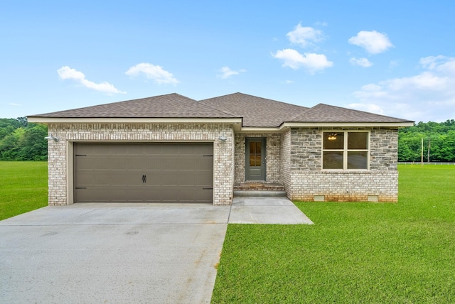 1928 Flats Rd, Cunningham, TN 37052 - view of front of home featuring crawl space, a shingled roof, concrete driveway, and a front yard