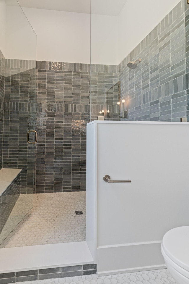 2801B W Kirkwood Ave, Nashville, TN 37204 - full bathroom with a walk in shower, toilet, and tile patterned flooring