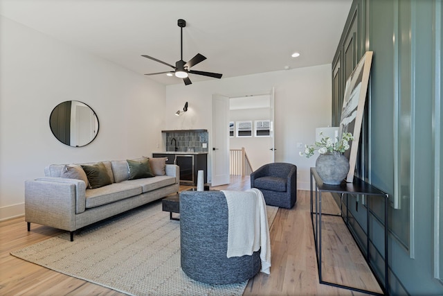 2801B W Kirkwood Ave, Nashville, TN 37204 - living area with wood finished floors, ceiling fan, recessed lighting, and baseboards