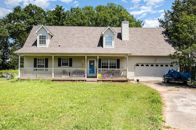 124 Gale Ln, La Vergne, TN 37086 - cape cod home with a porch, a front yard, a garage, and asphalt driveway