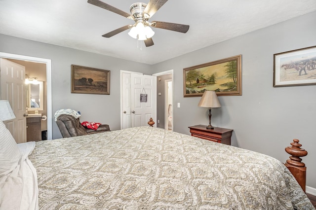 124 Gale Ln, La Vergne, TN 37086 - bedroom featuring connected bathroom and a ceiling fan
