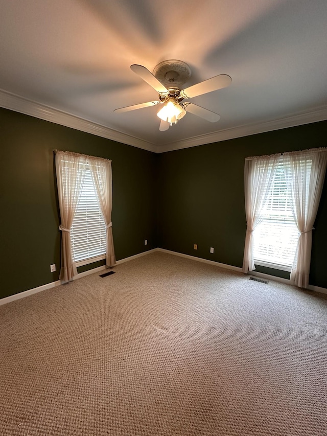 95 Dundee Cir, Mcminnville, TN 37110 - unfurnished room with a ceiling fan, carpet, crown molding, and baseboards