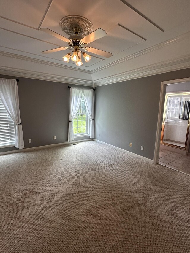 95 Dundee Cir, Mcminnville, TN 37110 - carpeted empty room featuring ornamental molding, a ceiling fan, and baseboards