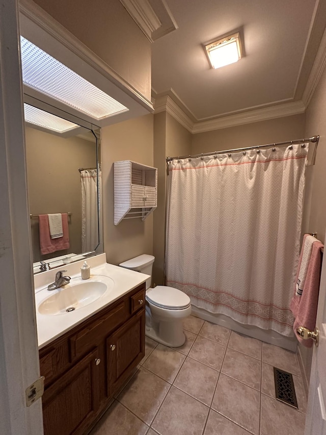 95 Dundee Cir, Mcminnville, TN 37110 - bathroom with tile patterned flooring, vanity, toilet, and ornamental molding