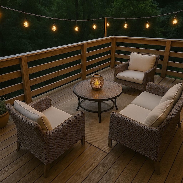 129 Peggy Ct, Goodlettsville, TN 37072 - deck at twilight with an outdoor hangout area