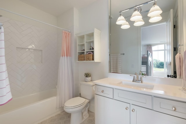 4761 Woodrow Pl, Arrington, TN 37014 - bathroom with vanity, shower / bath combination with curtain, toilet, and tile patterned flooring