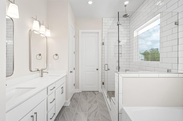 7503 Old Nashville Rd, Fairview, TN 37062 - full bath with a shower stall, double vanity, a garden tub, and recessed lighting