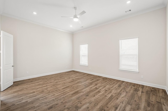 7503 Old Nashville Rd, Fairview, TN 37062 - empty room with ceiling fan, crown molding, wood finished floors, and recessed lighting