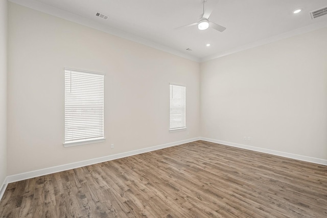 7503 Old Nashville Rd, Fairview, TN 37062 - empty room featuring ornamental molding, wood finished floors, ceiling fan, and recessed lighting