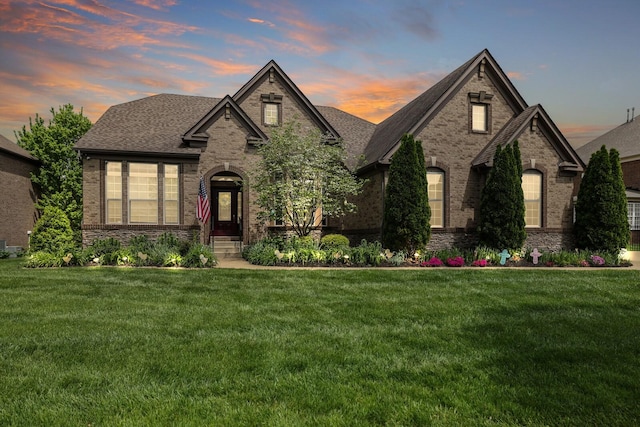 1929 Marylake Way, Murfreesboro, TN 37128 - french country style house with brick siding, a front yard, and roof with shingles